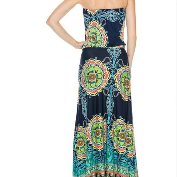 Jup Womens Strapless Medallion Maxi Dress USA S M J UP Uptown - Picture 3 of 6